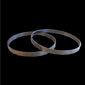 Punk Goth Gunmetal tone Diamond Pattern Bangle Bracelet Set‎